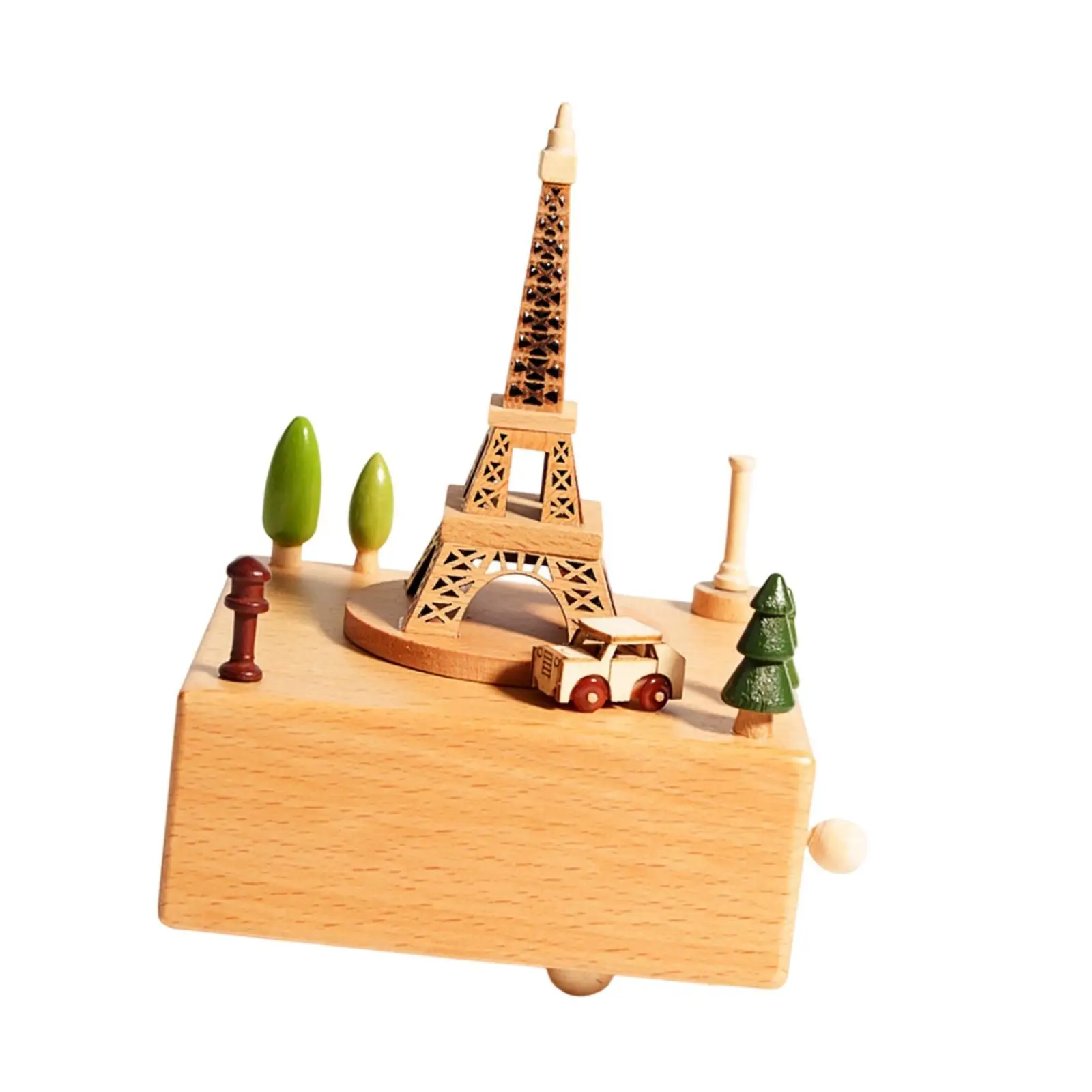 Wooden Music Box Handmade Rotating Musical Toy Birthday Present Creative Home Decor Ornament for Christmas Gift