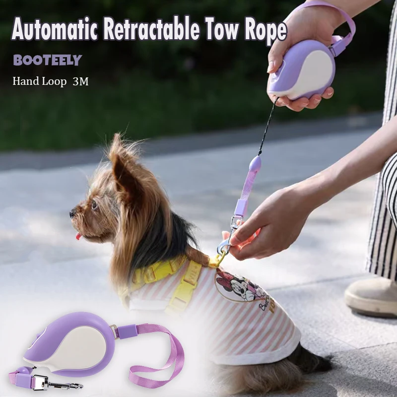 Correa Booteely de 3M para perros pequeños, correa retráctil automática, correa para gatitos con lazo manual, correa para perros Bichon Frise compacta y portátil