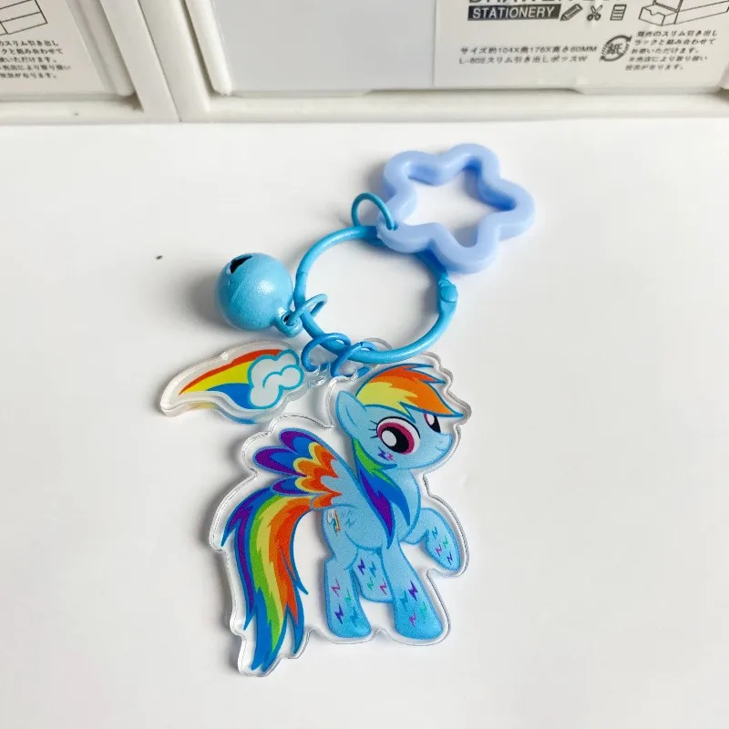 Llavero con purpurina My Little Pony Fluttershy Pinkie Pie, colgante de estrella acrílica, accesorios, llavero Kawaii de Anime, regalo de cumpleaños, 6 uds. - imagen 5