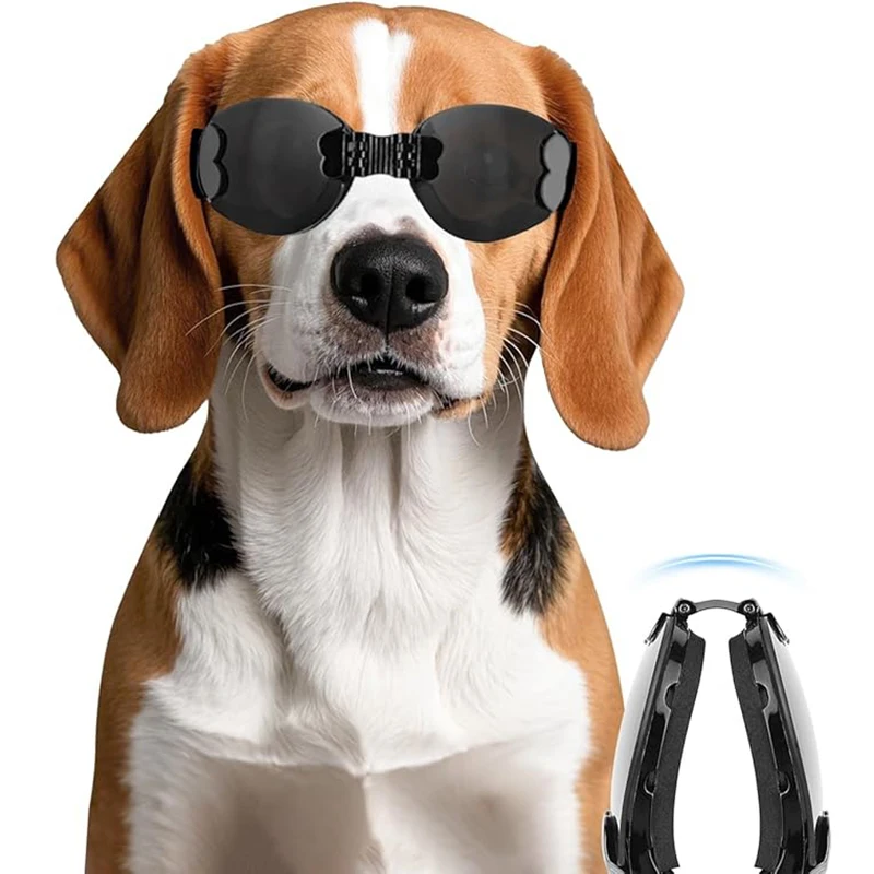 Gafas plegables para perros, gafas de sol anti-UV para perros de razas pequeñas y medianas con correas ajustables