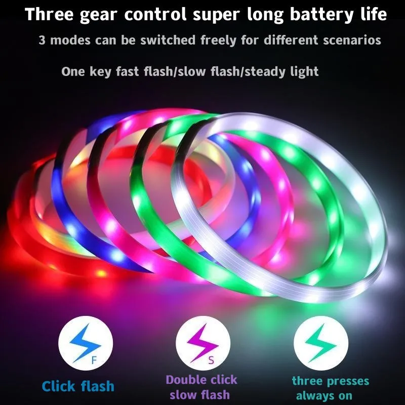 Nuevo Collar luminoso Led para perro, PVC, resistente al agua, para perros grandes, medianos y pequeños, luz Usb, accesorios brillantes de seguridad nocturna para mascotas - imagen 4