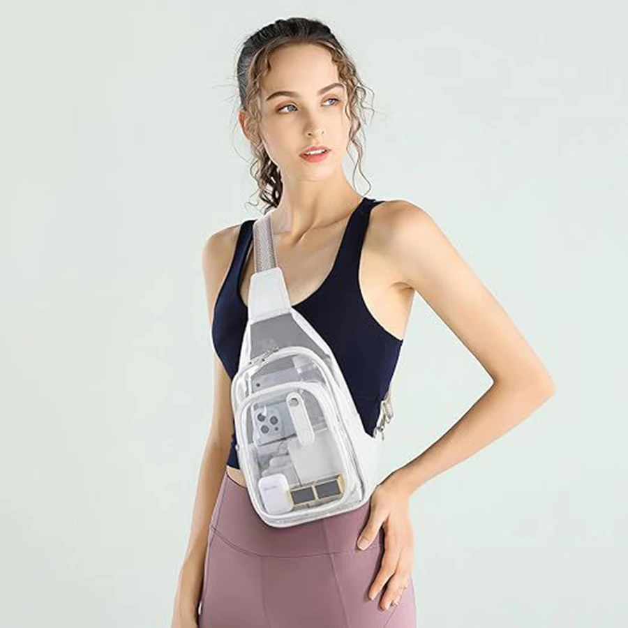 Bolso transparente de la honda del PVC, bolso crossbody de la jalea de la moda, bolso impermeable del pecho para el acontecimiento del concierto de la playa del viaje