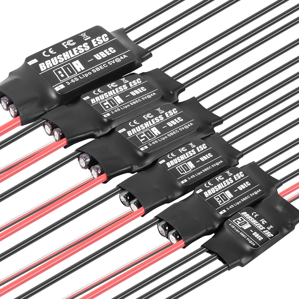 Alta calidad sin escobillas ESC 20A 30A 40A 50A 60A 80A 2-6S Lipo SBEC controlador de velocidad programador tarjeta de configuración para avión RC FPV