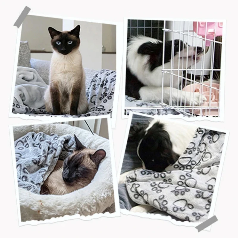 Manta suave y esponjosa de alta calidad para mascotas, bonito patrón de dibujos animados, estera para mascotas, manta cálida y cómoda para perros y gatos