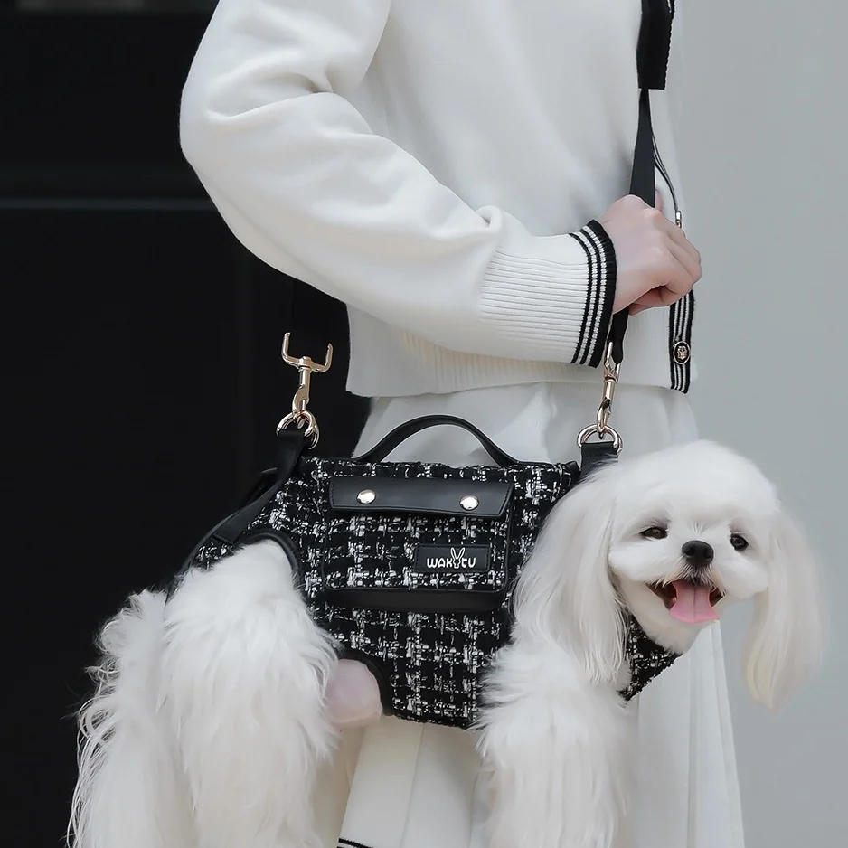 Bandolera portaperros para perros pequeños estilo tweed - imagen 5