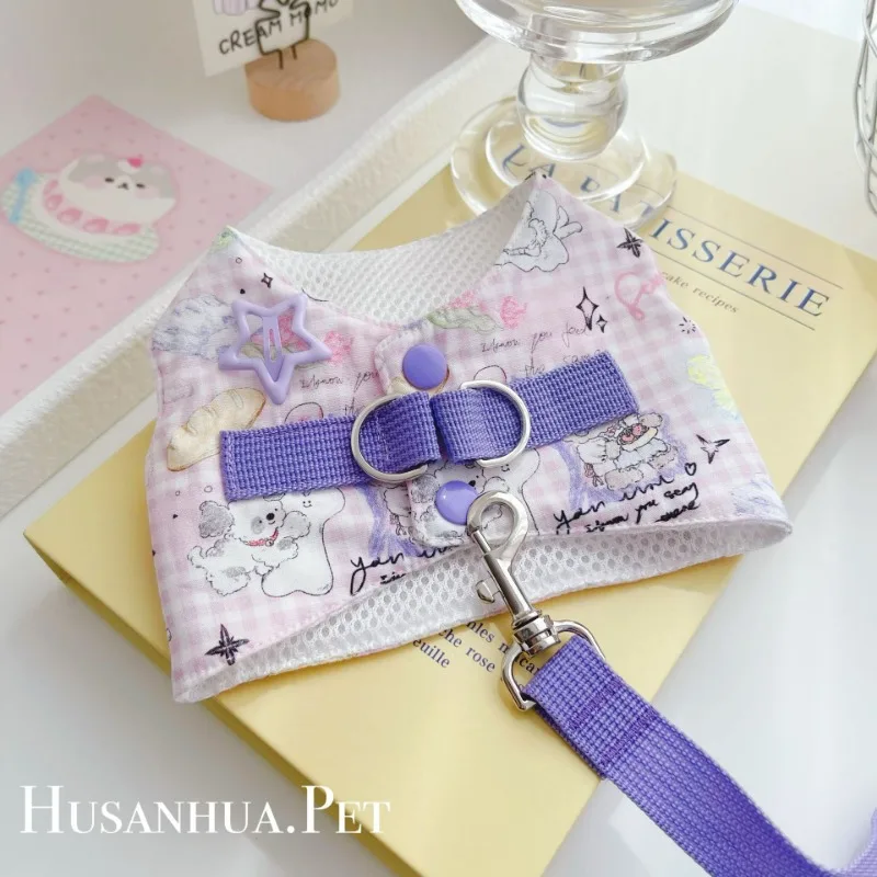 Lindo conjunto de arnés para perros, ropa para perros, chaleco vaquero de color caramelo para perros, juguetón, lindo perro pequeño, dobladillo con borla, Chihuahua, peluche de verano - imagen 3