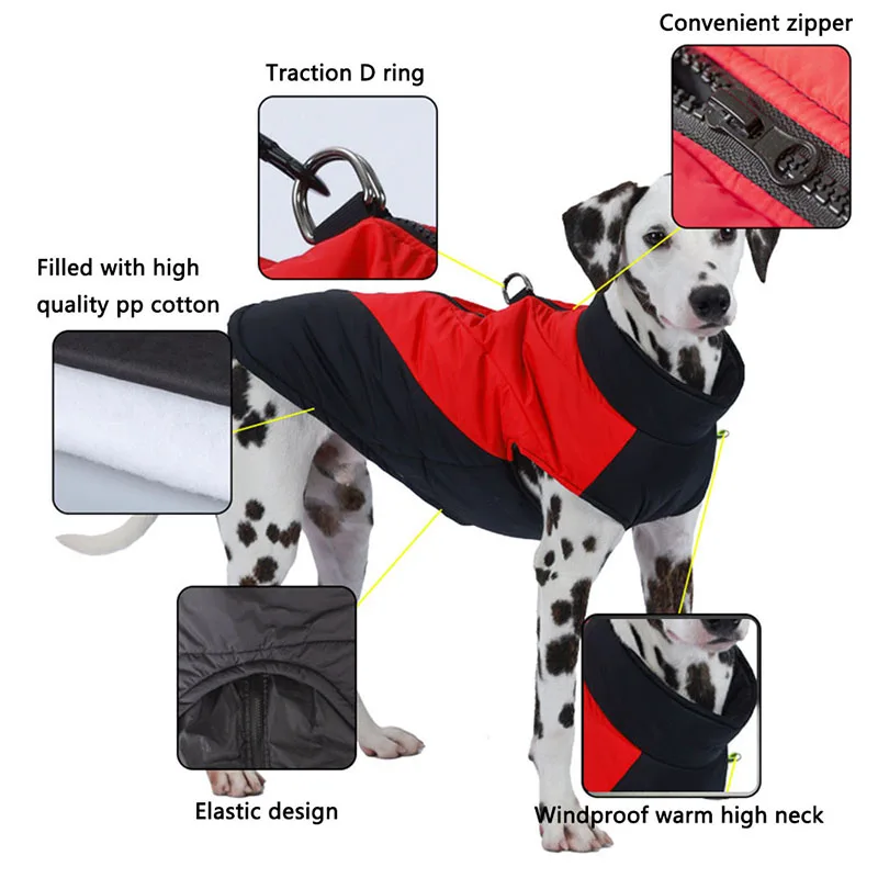 Ropa cálida de invierno para perros pequeños y grandes, chaqueta impermeable a prueba de viento para cachorros, disfraz de Labrador Golden Retriever para mascotas - imagen 2