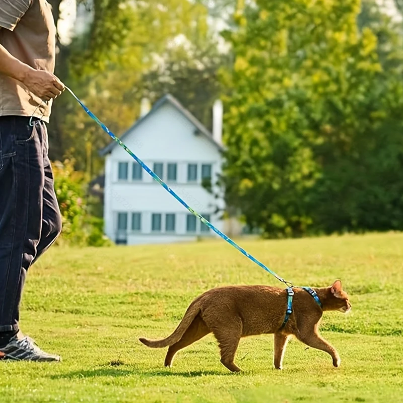 Arnés de gato para mascotas de 150cm/59,06 pulgadas, conjunto de correa ajustable para cachorros, correa para caminar para gatos, arnés para gatos a prueba de Escape, suministros para mascotas - imagen 2