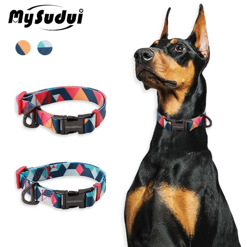 Collar ajustable de nailon suave para mascotas, accesorio de alta resistencia con hebilla de Metal para perros pequeños, medianos y grandes, caminar al aire libre