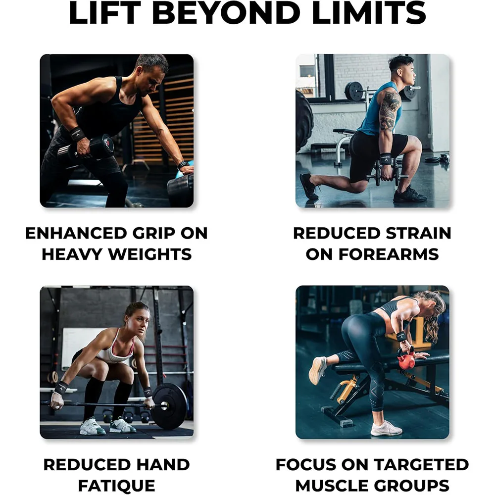 Empuñaduras de gancho para levantamiento de pesas ensanchadas con muñequeras, barra de mano, correa para muñeca, gancho para gimnasio y Fitness, correa de peso, guante de levantamiento de energía - imagen 4