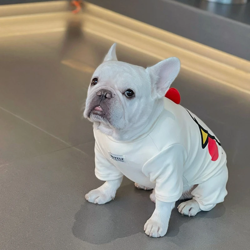 Invierno lindo estampado De dibujos animados De terciopelo cálido mascota traje De cuatro patas mono para perro cachorro Bulldog Francés Schnauzer ropa De algodón para perros - imagen 3