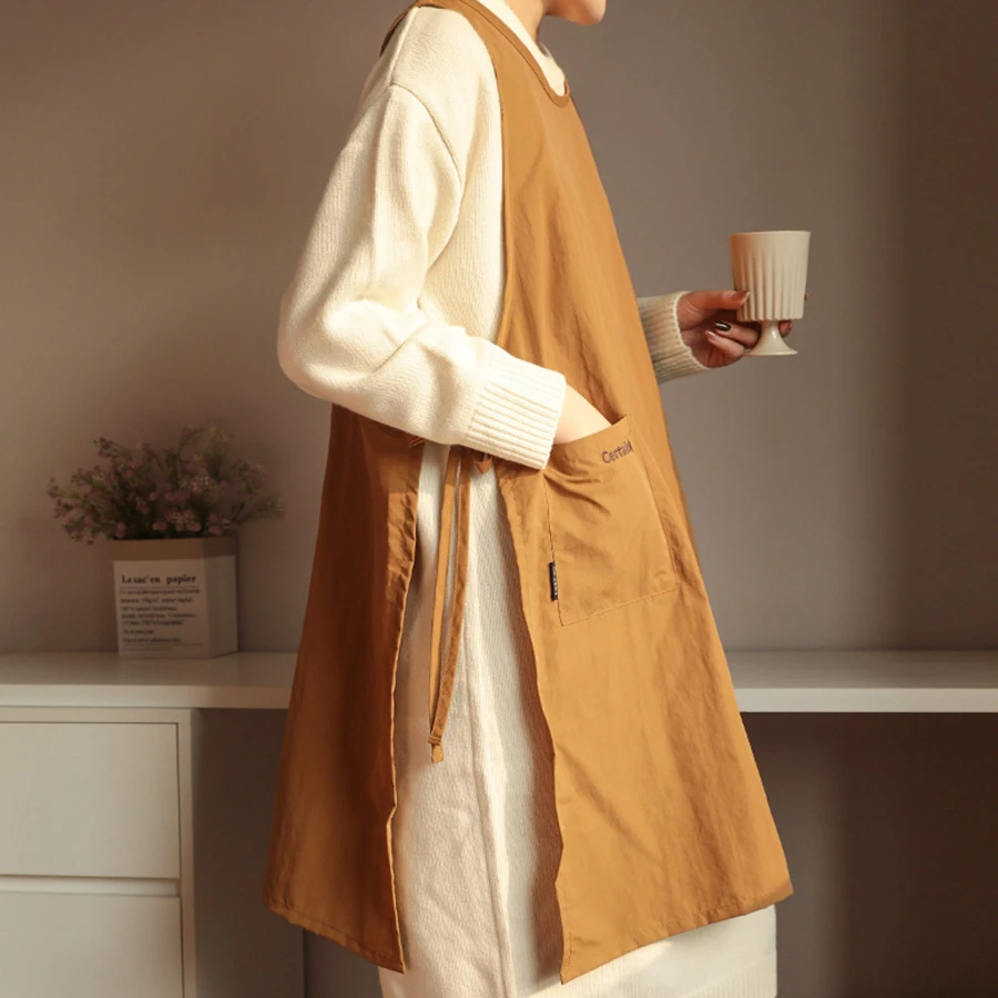 Chaleco largo antisuciedad, delantal de cocina impermeable con bolsillos, delantal de trabajo para pintura para mujer, delantal de belleza para salón de uñas - imagen 4