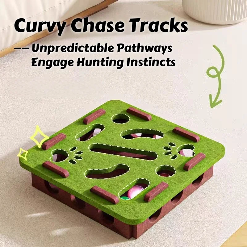 Caja de rompecabezas para gatos con bolas rodantes, juguete de laberinto de fieltro atractivo para mascotas de interior, estimulación mental y ejercicio de caza ​ ​ - imagen 2