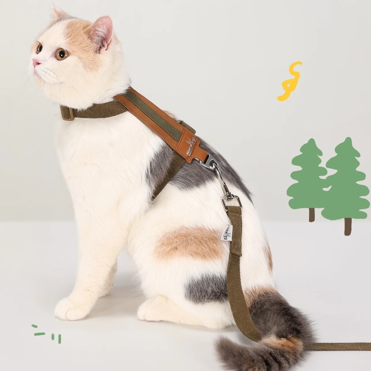 Arnés en forma de H para mascotas, arnés de cuero suave para gatos con juego de correa, arnés ligero para mascotas, arnés ajustable a prueba de Escape para gatos - imagen 2