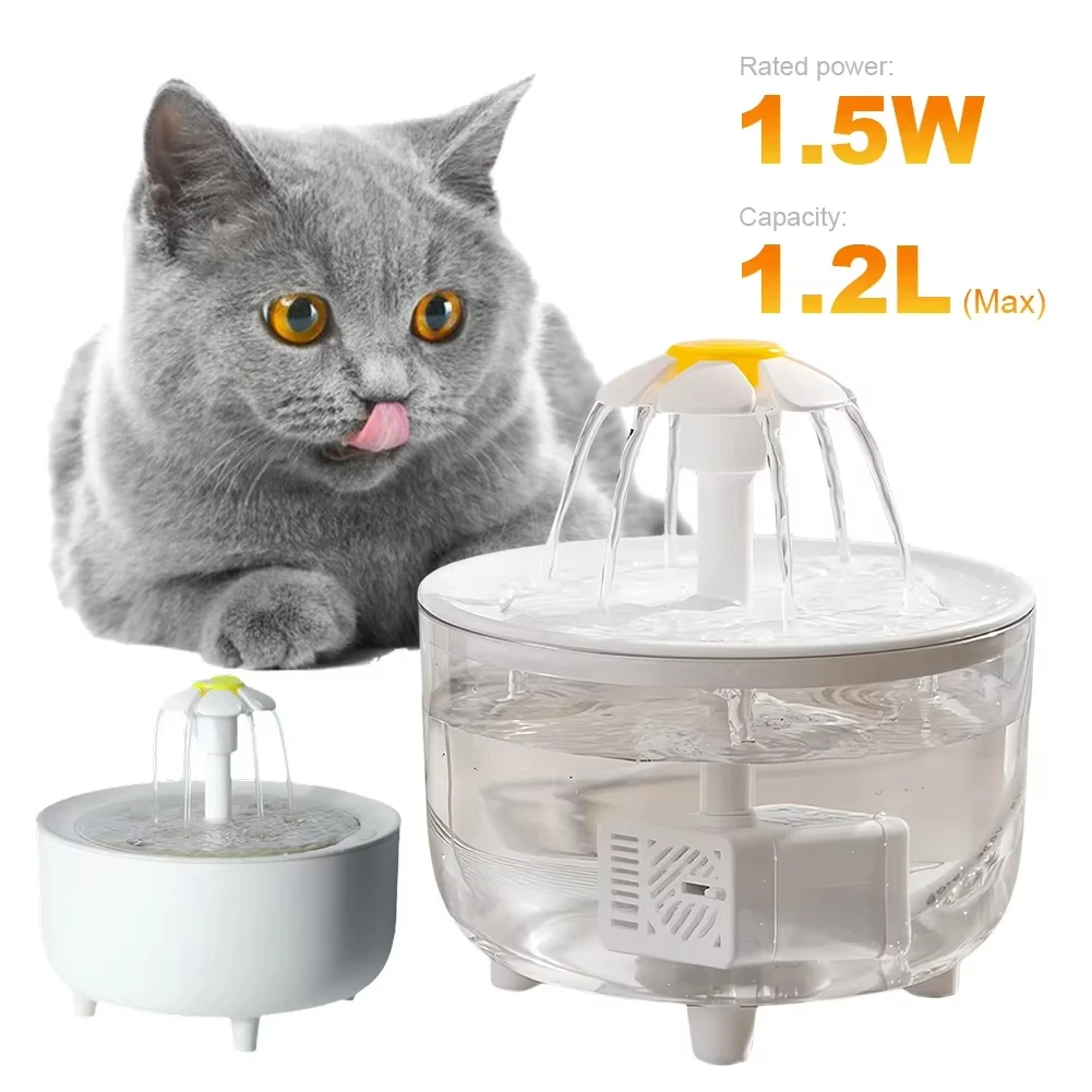 Fuente de agua para mascotas, filtro automático, bebedero eléctrico silencioso USB para gatos, bebedero de filtring de recircular de 1200mL para gatos, dispensador de agua - imagen 3