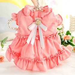 Vestido rosa princesa para Bichon Frise transpirable primavera verano