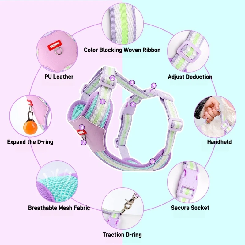 Arnés sin escape para perros de verano: malla refrescante estilo H con tiras reflectantes y detalles de neón, diseño ligero a prueba de escape - imagen 5
