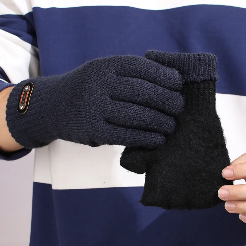Guantes de ciclismo de punto para hombre de invierno, aptos para pantalla táctil, para el calor en el clima frío con dedos separados - imagen 5