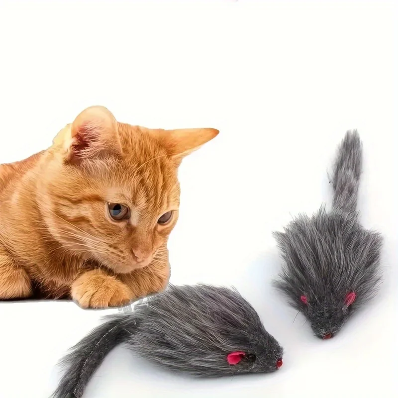 Ratones de peluche de 3 a 100 Uds., ratones falsos interactivos adecuados para gatos, campana integrada y sonido seguro, juguetes para gatos pequeños - imagen 4