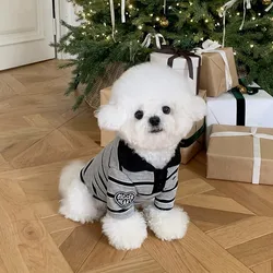 Camisa polo verano transpirable para perros Teddy gris rayas cachorros