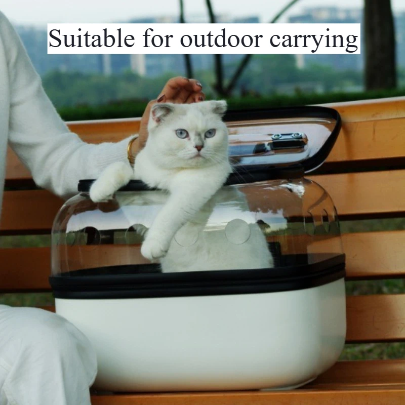 Bolsa con ruedas para gatos de doble capa, portador de ruedas, cochecitos transparentes para gatos, 2 gatos, suministros para mascotas transpirables y baratos, portátiles - imagen 5