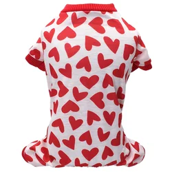 Pijama para perro cachorro con corazón, suave y cómoda para dormir