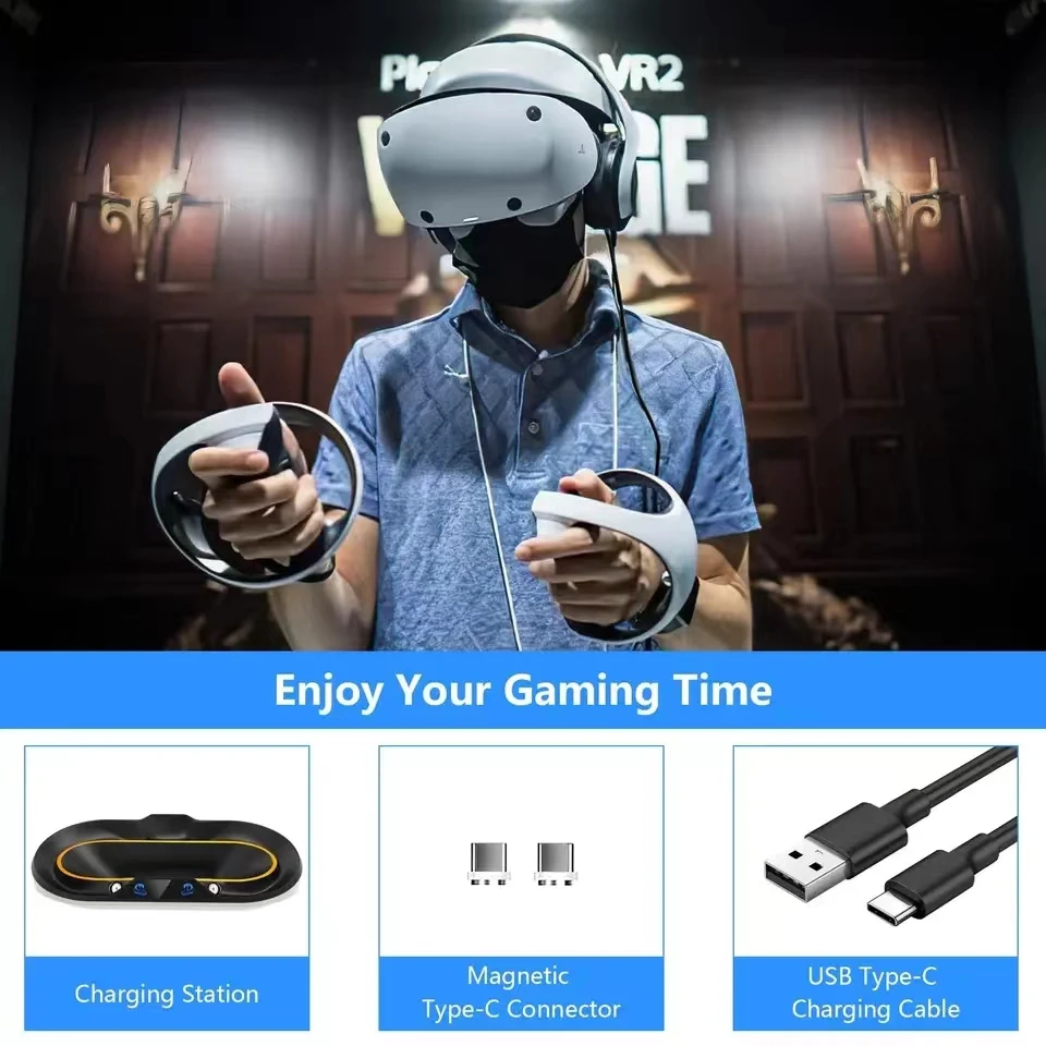 Base de carga para PS5 VR2 con soporte de controlador de luz RGB, estación de carga, accesorios para PS5 VR2 - imagen 4