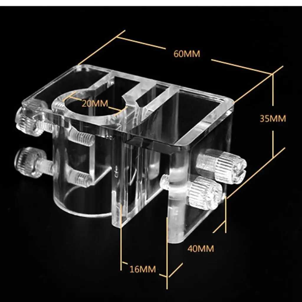 Acrylic Aquarium Pipe Clip Clamp Holder to Fix 12mm/16mm Inflow Outflow Water Tube