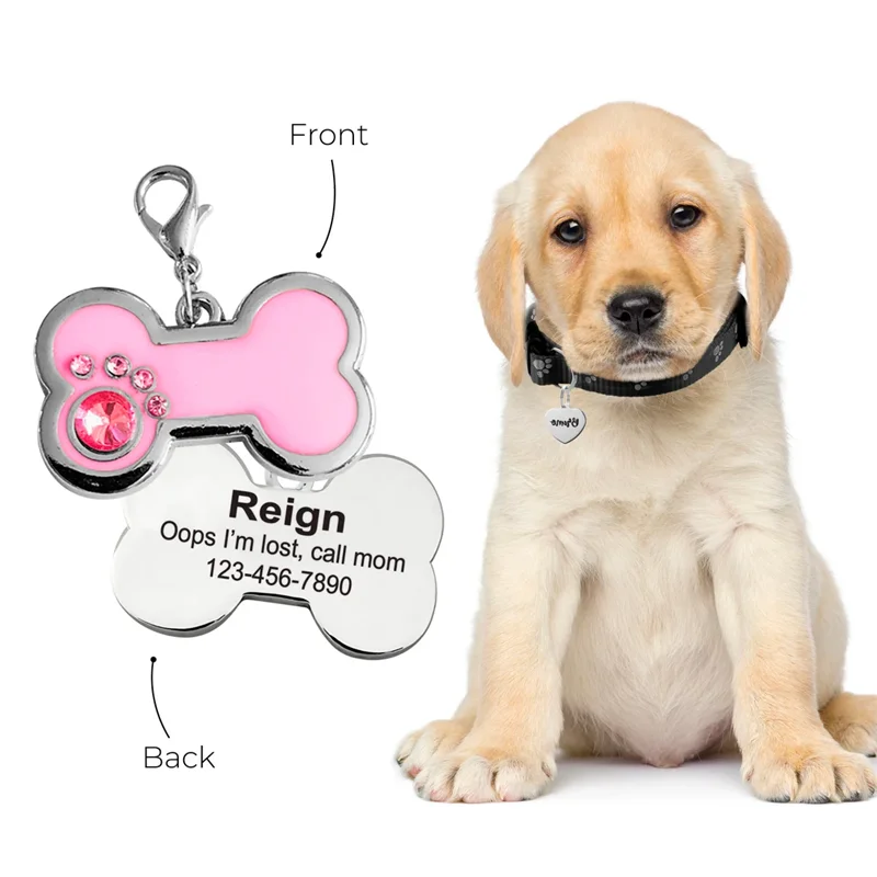 Etiqueta de perro personalizada, Collar de perro grabado, accesorios, etiquetas de nombre, colgante, suministros antipérdida para mascotas, etiqueta de identificación para cachorros y gatos de hueso - imagen 5