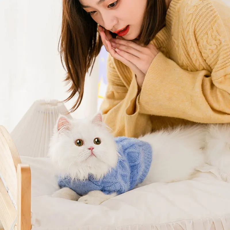 Otoño e Invierno suéter de punto para perros suéter de imitación de visón para gatos ropa cálida para perros medianos y pequeños para cachorros y bípode para mascotas - imagen 3