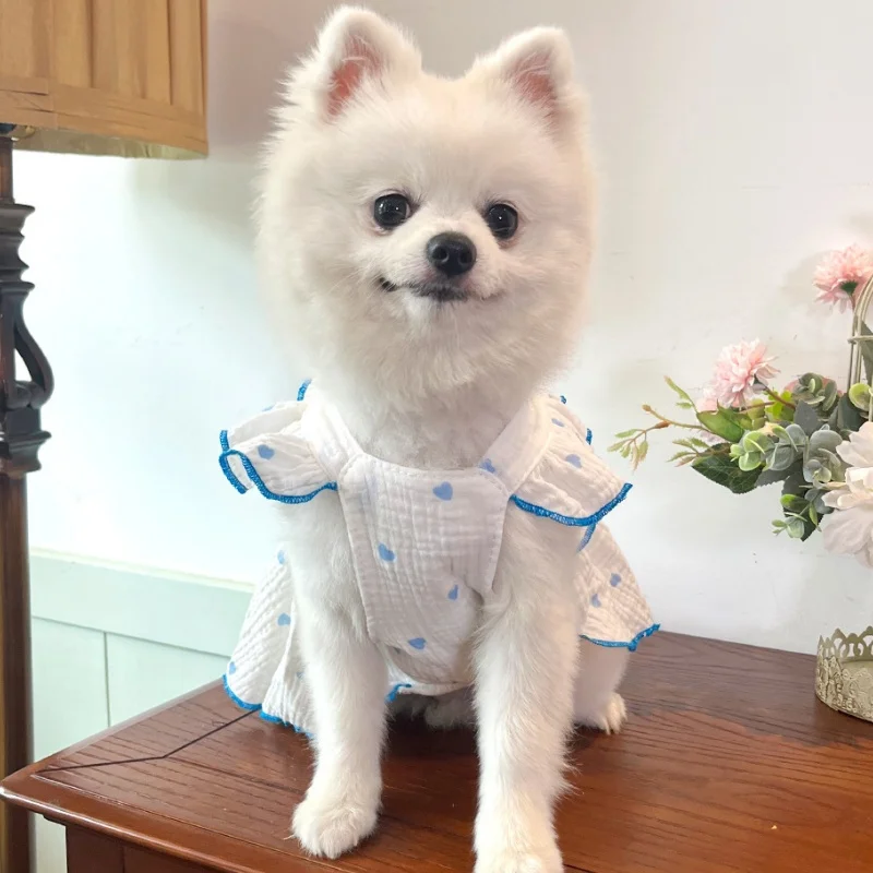 Vestido lazo primavera para perro y gato – Estampado corazones - imagen 3