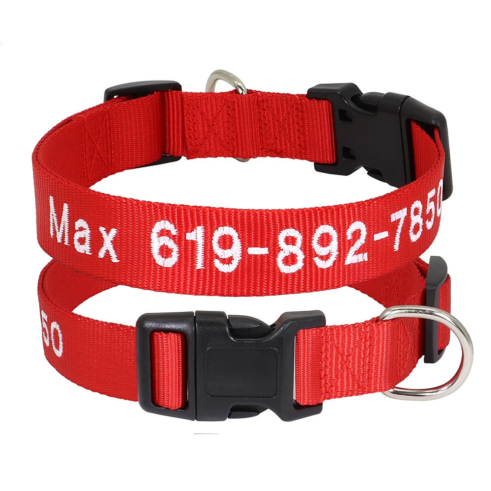 Collar de perro bordado personalizado Perro Nylon personalizado mascota cachorro gatito ID nombre accesorios collares para perros pequeños medianos grandes - imagen 2
