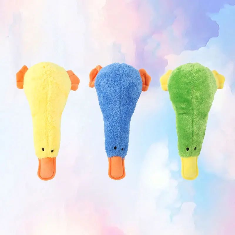 Juguete para perros con forma de pato de peluche chirriante, juguete para masticar resistente a mordeduras con sonido, juguete interactivo para moler dientes para perros, lindos suministros para mascotas