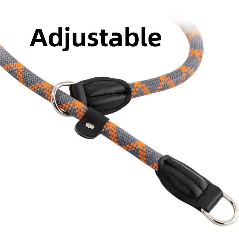 Collar ajustable para perro, cadena reflectante de nailon, arnés de cuerda para caminar, entrenamiento de cachorros, suministros para mascotas - imagen 4