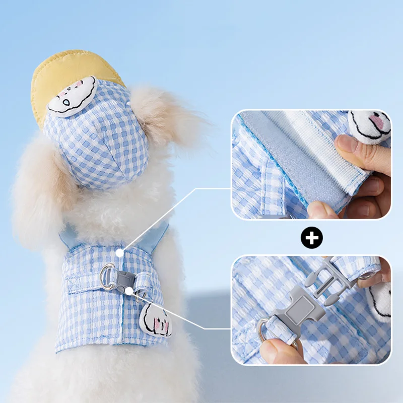 Juego de correas de arnés para perros, arnés ajustable para mascotas para perros pequeños, gatos, correa para el pecho para perros, correa con sombrero, accesorios para perros, 3 uds. - imagen 3