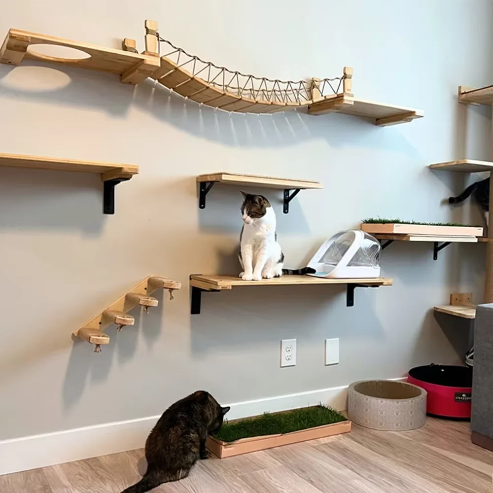 Surtido de tipos de pared para trepar gatos, árbol para gatos, hamaca para gatos montada en la pared, Sisal, cuatro escalones, escaleras para gatos, escalada, colgante de pared para gatos - imagen 5