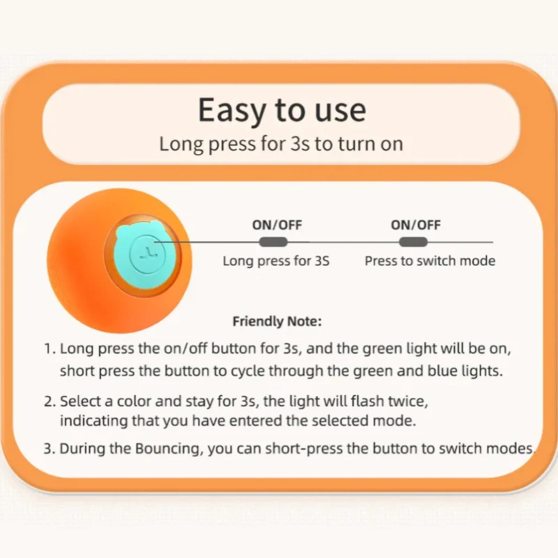 Pelota automática con luz para gatos – Juguete de movimiento - imagen 2