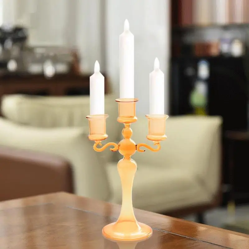 Portavelas de cristal de 3 brazos, centro de mesa para fiesta temática, decoración de comedor y cumpleaños - imagen 3