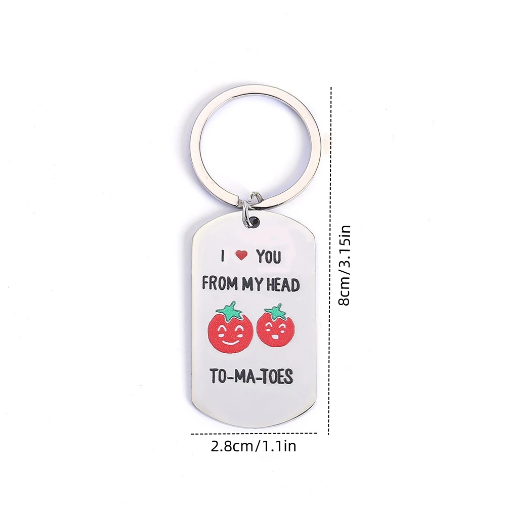 LLavero de acero de titanio colorido para novio y novia, llavero "te amo desde mi cabeza hasta los dedos del pie", 1 unidad - imagen 4