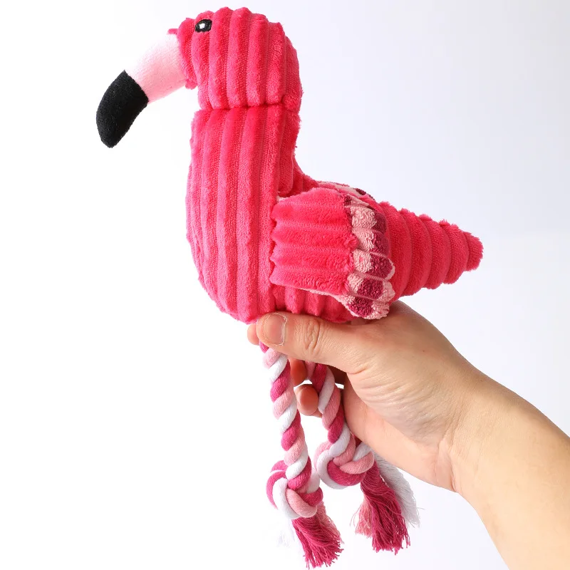 Juguetes chirriantes para perros, juguetes interactivos de dibujos animados con forma de flamenco para perros, juguetes para masticar, productos de entrenamiento, juguetes con sonido para cachorros pequeños Meduim - imagen 2