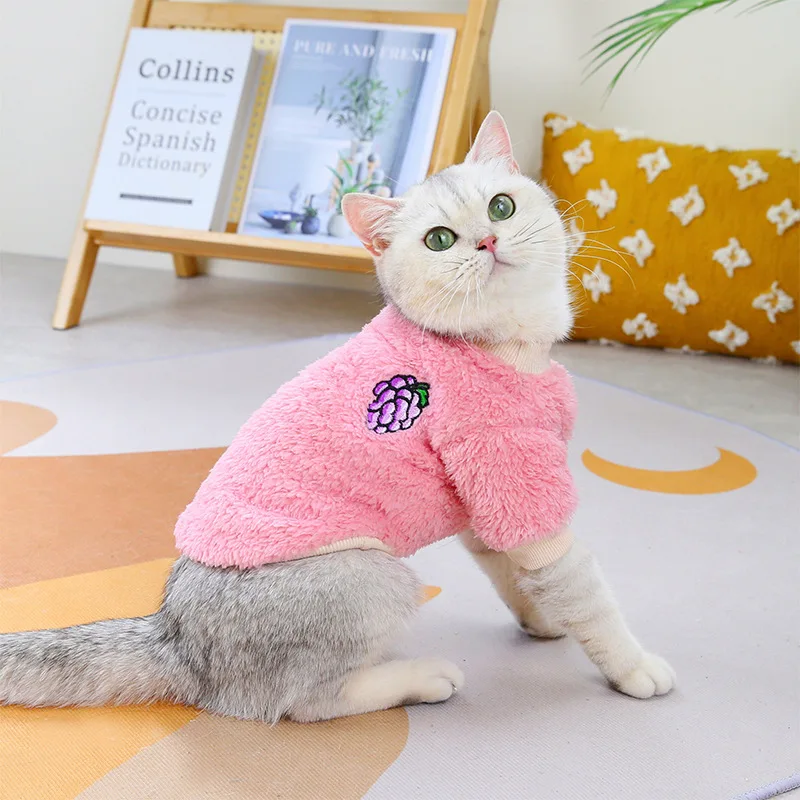 Lindo suéter de aguacate para mascotas, sudadera con capucha cálida de lana Coral para perros y gatos para perros pequeños y medianos, ropa de invierno para gatitos Chihuahua - imagen 5