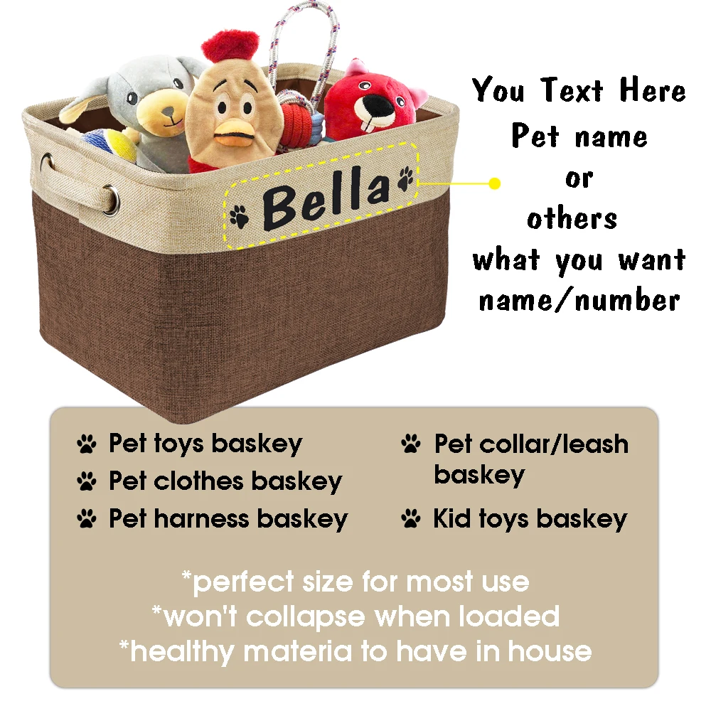 Cesta de almacenamiento de juguetes para perros personalizada, bolsa de lona plegable para perros, caja de almacenamiento de ropa de juguetes para mascotas, accesorios para perros, suministros para mascotas - imagen 2