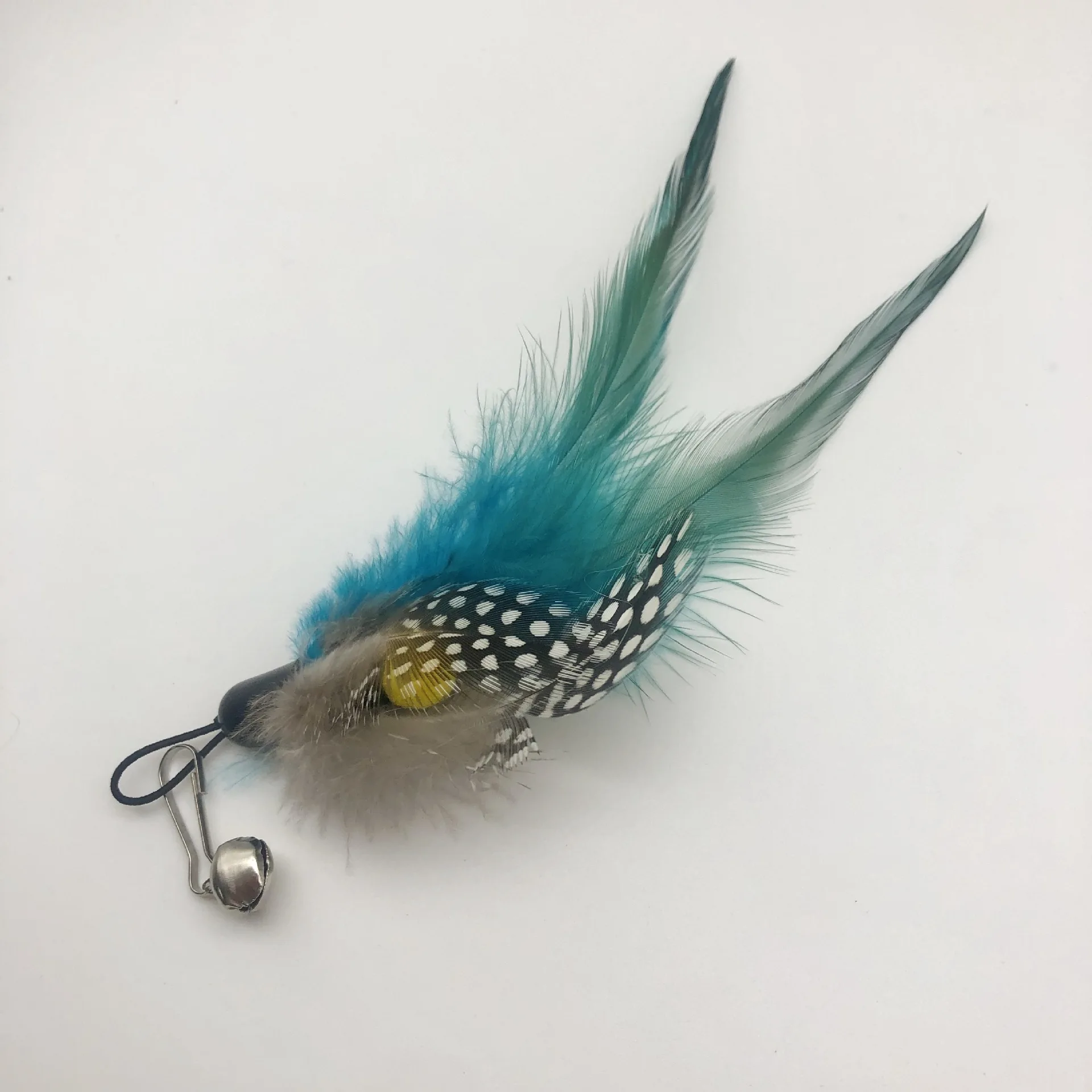 2 uds mezcla aleatoria de plumas de puntos cabezal de repuesto gato Teaser Stick mascota gato juguete - imagen 4