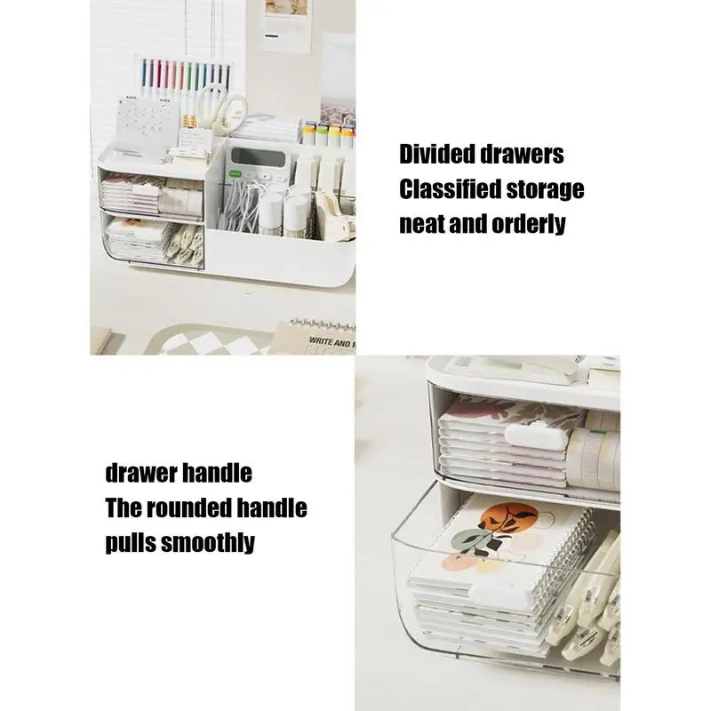 Organizador de almacenamiento de cosméticos con cajones, organizador de maquillaje, portalápices para escritorio, organizador de cosméticos - imagen 2