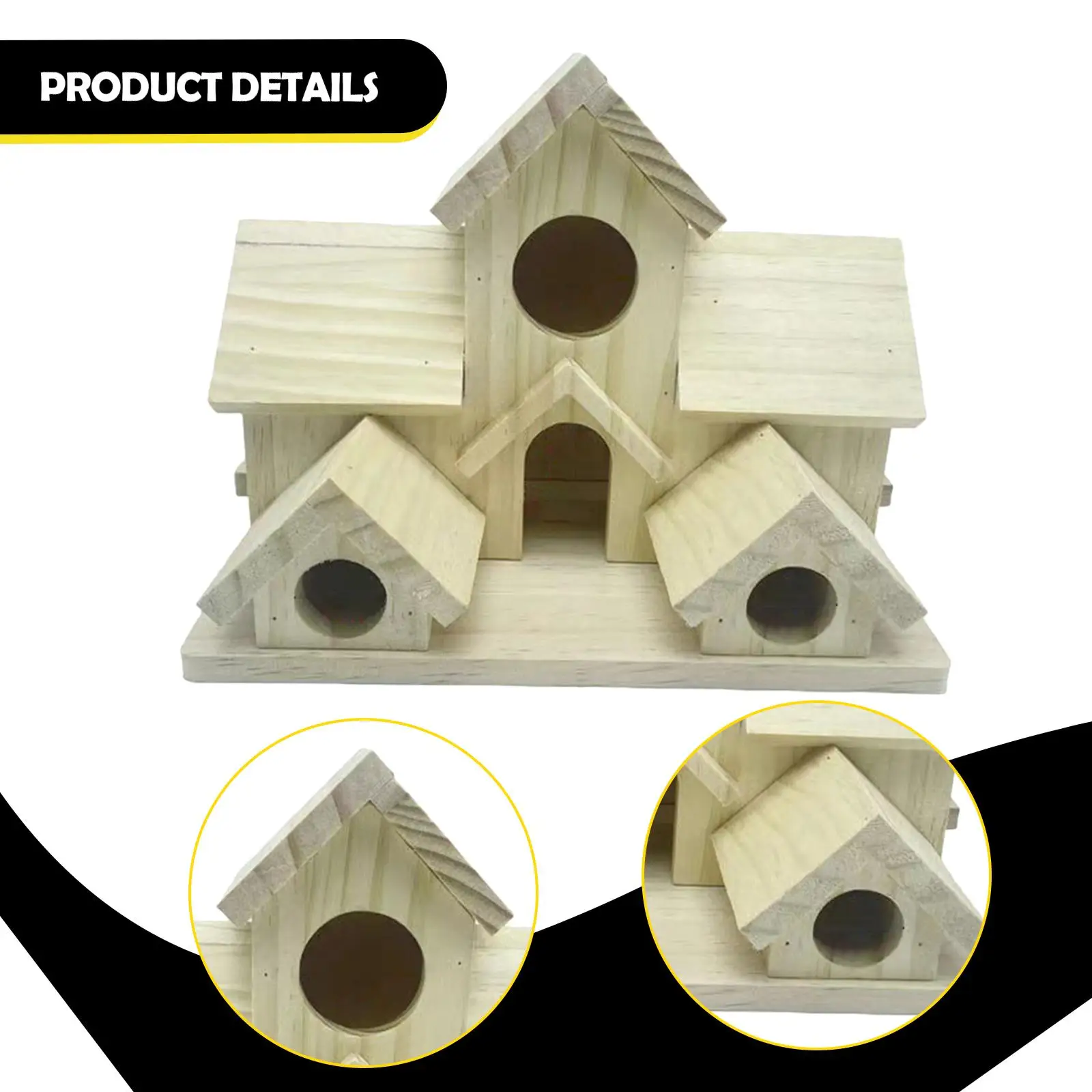 Casa colgante rústica de madera para pájaros de jardín con comedero - imagen 3