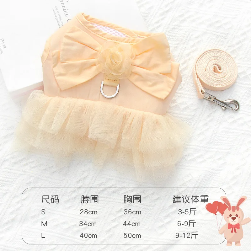 Elegante conjunto de correa de arnés de malla para mascotas, adorable diseño de falda de tul, perfecto para paseos de perros y gatos a la moda para perros pequeños - imagen 5