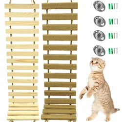 Escalera rascador de pared para gatos en madera y sisal natural