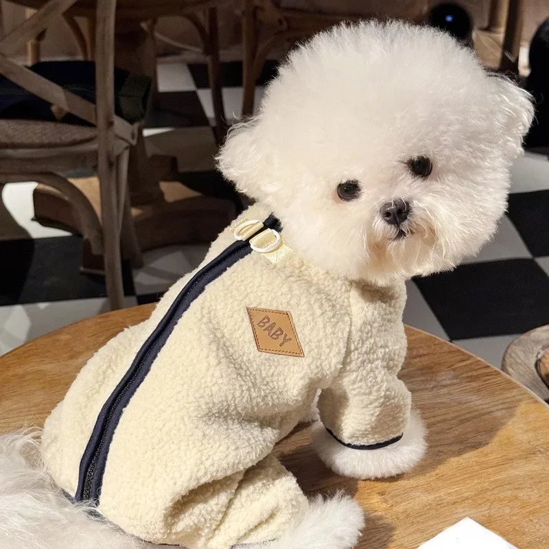 Mono de invierno para perros, ropa de lana para perros, abrigo sólido para perros, pijamas cálidos de cuatro patas, monos para Chihuahua Yorkshire, ropa gruesa para mascotas - imagen 3