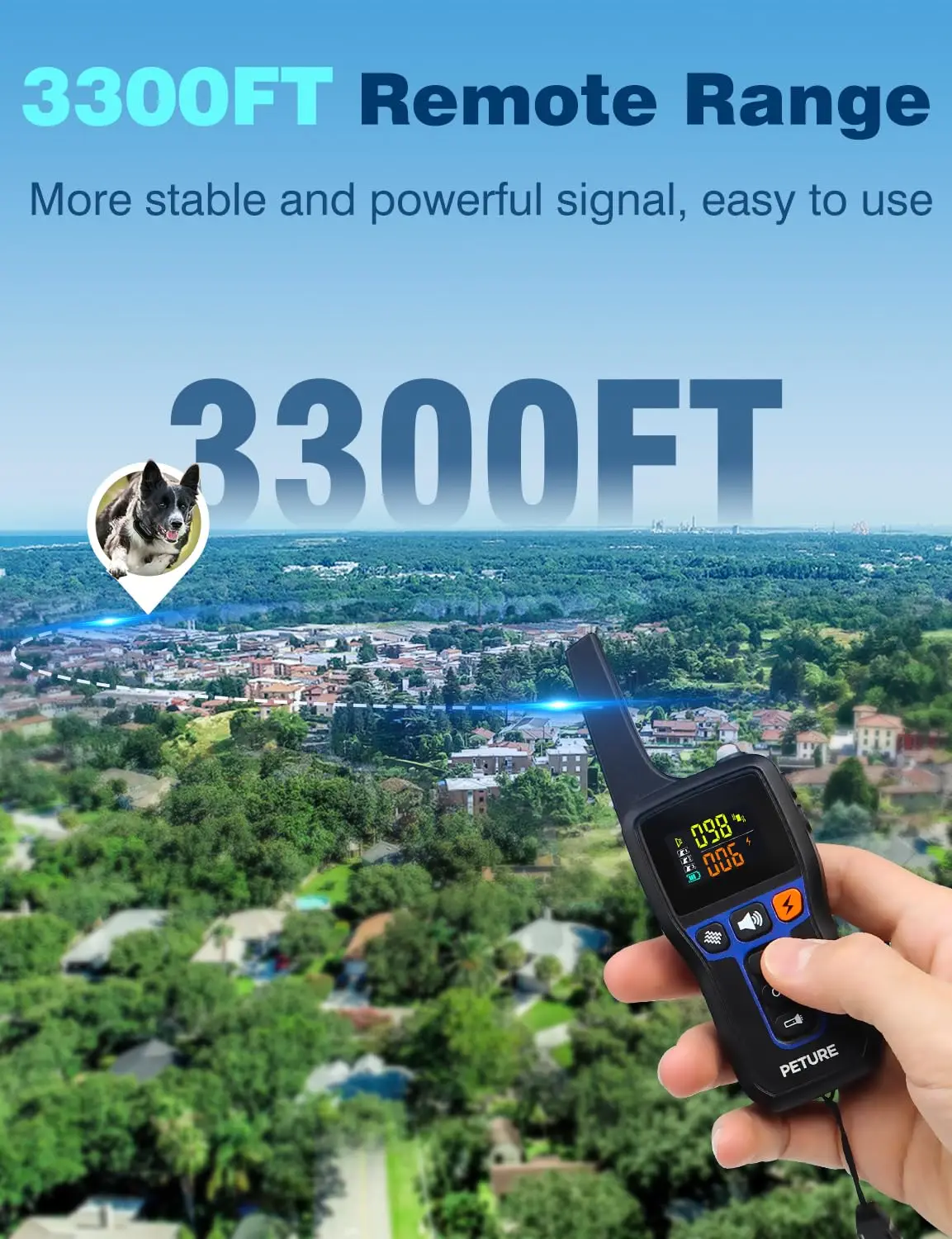 Coleira antilatido para cães com controle remoto (7-120 libras), coleira 2 em 1 automática de latidos e treinamento de 3300 pés, coleira de treinamento para cães à prova d'água IPX7 - imagen 3