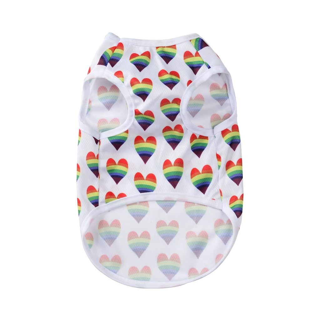 Chaleco transpirable con estampado creativo para perro, ropa para perros pequeños, medianos, gatos, arcoíris, camiseta para cachorros, trajes suaves para Chihuahua - imagen 5